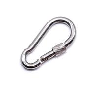 Stainless steel carabiner snap spring hook with lock nut A4 316 marine grade hiking fishing camping keychain eye (1, 8mm x 80mm)