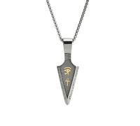 Stainless Steel Carbon Fiber Spearhead Pendant Necklace Eye of Horus Ankh Cross Men's Spiritual Jewelry Gift