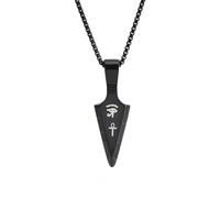 Stainless Steel Carbon Fiber Spearhead Pendant Necklace Eye of Horus Ankh Cross Men's Spiritual Jewelry Gift