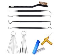 Stainless Steel Carburetor Cleaner Kit, Including 1 Single Head Brush, 23 Needles, 5 Nylon Brushes, 1Scraper and 4 Cleaning Hooks, for Motorcycle ATV Chain Saw and Welding Machine Maintenance
