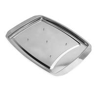 Stainless Steel Carving Tray | Meat & Poultry Easy Carve Tray | Five Central Spikes & Easy Carrying | Traditional Chrome Polished Serving Tray | M&W