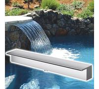 Stainless Steel Cascade Waterfall Blade Spillway for Garden Pond, Flush-Mounted Water Feature Kit, 50" Silver Spillway for Hotels & Parks
