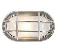 Stainless Steel Cast Aluminium Outdoor Oval Bulkhead Wall Light by Happy Homewares