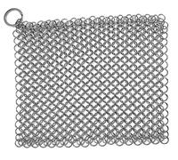 Stainless Steel Cast Iron Cleaner, Chainmail Scrubber, Skillet Grill Scraper With Hanging Ring Anti-Rust Made For Cast Iron Pans, Pre-Seasoned Pan, Waffle Iron, Dutch Oven Pans, 7.5inch x 6inch Square