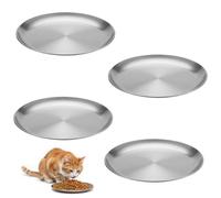Stainless Steel Cat Bowl, 4pcs Cat Plate, 14cm Cat Bowls Set, Wide Whisker Friendly Cat Dishes, For Wet And Dry Food, Easy To Clean, Suitable For Daily Feeding
