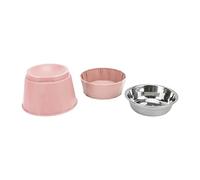 Stainless Steel Cat Bowl,Easy to Clean Non-Slip Silicone Mat Cat Feeder,Increased Neck Protective Heavy Duty Cat Double Bowl for Pets Cats and Puppies Food and Water Feeding (Pink [high double bowl])