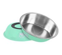 Stainless Steel Cat Bowls 2 pack, Whisker Friendly Shallow Cat Dishes for Food and Water, Non-Slip Silicone Bottom, Heavy Duty, Replacement Kitten Metal Plate for Elevated Stands (Light Green)