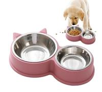 Stainless Steel Cat Bowls - 30x14x5cm Cat Ear Shape Dog Bowls | Water And Food Puppy Feeder Bowl Set | Thickened Puppy Licking Toys Pet Supplies For Metal Cat Bowls Prevent Tipping