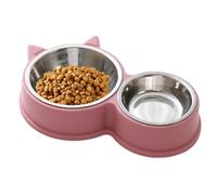 Stainless Steel Cat Bowls, Anti Slip Cat Ear Shape, 1.97in Dog Food Water Feeder, Thickened Design, Prevents Tipping, Ideal for Puppies, Pets, Licking Toys, Food Bowl