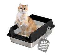 Stainless Steel Cat Box: High Face Pet Tray, Removable Rim Box | Scoop Included, Sanitation for Kittens and Cats, Easy to Clean, Balcony Station