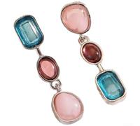 Stainless Steel Cat Eye Earrings Geometric Design for Women(Silver)