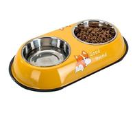 Stainless Steel Cat Food Bowl Stainless Steel Pet Bowl Stainless Steel Color Cat Food Bowl Small Dog Bowl Pet Drinking Bowl For Pets Cats And Puppies Feeding And Drinking Easy To Clean(Yellow koki,S)