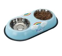 Stainless Steel Cat Food Bowl Stainless Steel Pet Bowl Stainless Steel Color Cat Food Bowl Small Dog Bowl Pet Drinking Bowl For Pets Cats And Puppies Feeding And Drinking Easy To Clean(Sunny rainbow,S