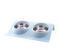 Stainless Steel Cat Food Bowl Stainless Steel Pet Bowl Stainless Steel Color Cat Food Bowl Small Dog Bowl Pet Drinking Bowl For Pets Cats And Puppies Feeding And Drinking Easy To Clean(Blue,L37.5xW25x