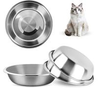 Stainless Steel Cat Food Bowls, 3Pcs Metal Cats Feed Bowl, 5.5inch Food Plate Pet Feeding Plate Replacement for Small Cat Dog
