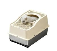 Stainless Steel Cat Litter Box 60x40x40cm, Enclosed High-Sided Covered Toilet, Easy Clean Drawer-Style Tray Odor Resistant & Leak-Proof, Stainless Steel Basin Large for Indoor Cats, White