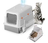 Stainless Steel Cat Litter Box, Cat Litter Tray with Lid, XL Enclosed Litter Box with Leak, Easy to Clean, Leakage Control, Detachable Metal Large Pet Toilet, with litter scoop