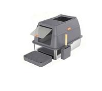 Stainless steel cat litter box, detachable large capacity splash proof design, with sand leakage pedal, easy for big and fat cats to use