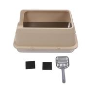 Stainless Steel Cat Litter Box Extra Large Anti Splash High Sided Removable Top Entry Enclosed Design For Multiple Large Cats 60 x 40 x 10cm (Khaki)