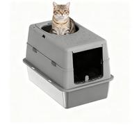 Stainless Steel Cat Litter Box - Extra Large High Fence Litter Tray with Flip Lid and Anti-Splash Design for Home Use