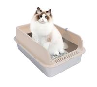 Stainless Steel Cat Litter Box, High Sided Metal Kitty Litter Tray with Scoop, High Sided Cat Pan, Pet Toilet Supplies for Kitten, Kitty, Rabbit (L)