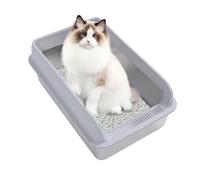 Stainless Steel Cat Litter Box, High Sided Metal Kitty Litter Tray with Scoop, High Sided Cat Pan, Pet Toilet Supplies for Kitten, Kitty, Rabbit (S)