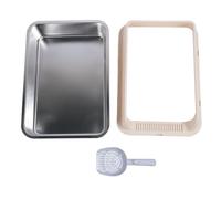 Stainless Steel Cat Litter Box, High Sided Metal Kitty Tray, Grey Large 50x35x25cm - Durable Anti Splashing Design, Easy to Clean, Ideal for Indoor Cats (S)