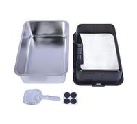 Stainless Steel Cat Litter Box Large High Sided Open Top Anti Splashing Easy to Clean Kitty Litter Tray for Indoor Cats Multi Cat Households Durable proof Odorless 19.7 x 13.8 x (Black)