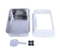 Stainless Steel Cat Litter Box Large High Sided Open Top Anti Splashing Easy to Clean Kitty Litter Tray for Indoor Cats Multi Cat Households Durable proof Odorless 19.7 x 13.8 x (White)