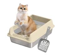 Stainless Steel Cat Litter Box - Tall Wall Box with Scoop, Durable Design Easy Clean | Pet Accessory for Large and Medium Cats
