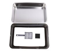 Stainless Steel Cat Litter Box with Lid, High Sided Anti Splash Enclosed Kitty Litter Box, Extra Large Size for Pets, Odor Proof Design with Scoop and Fence Accessories for Easy Cl (Black)