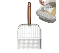 Stainless Steel Cat Litter Scoop - Kitten Poop Shovel with Wooden Handle, Multi-Pet Household Cleaning Supplies, Slot Litter Lifter for Apartment, Veterinary, Home, Dormitory