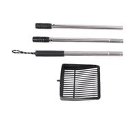 Stainless Steel Cat Litter Scoop, Long Handle Non Stick Cat Litter Shovel, Detachable Design with 3 Extension Poles, Heavy Duty Metal Scooper for Chicken Coop and Pet Litter Cleani