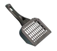 Stainless Steel Cat Litter Scoop with Hollow Grid and Ergonomic Handle | Black Handheld Cleaner for Household PET Use, Labor-saving Design, Suitable for Daily Poop Cleaning