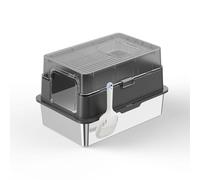 Stainless Steel Cat Litter Tray Grey with Detachable Enclosure and Scoop, High Sided Cat Litter Box Anti-Spillage and Extra Large Tray with Lid for All Cats, Odour-Resistant