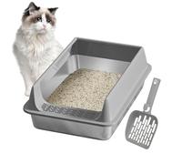 Stainless Steel Cat Litter Tray, Litter Box for Large and Small Cats, High Sided Stainless Steel Litters Box, Non-Stick, Odor-Free, Easy to Clean, for Apartment Garden Terrace Balcony