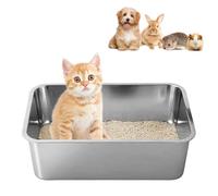 Stainless Steel Cat Litter Tray, Non-Stick High Sided Metal Litter Tray