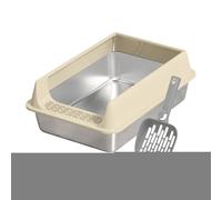 Stainless Steel Cat Litter Tray | Stainless Steel Cat Litter Tray Splash-proof with Shovel - Urine Leakage Protected Pet Supplies for Small and Medium Cats Home Garden Balcony Patio Use