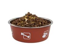 Stainless Steel Cat Litter Trays - 4.3 x 4.3 x 1.8 Inch, Printed Bowl with Capacity, Pet Bowls with Non-slip Base | Food Accessories For Home, Outdoor, Terrace, Puppy, Senior,