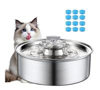 Stainless Steel Cat Water Dispenser, 2.1L Automatic Cat Water Fountain, Dog Water Dispenser with Super Silent Pump, Replacement Filters
