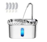 Stainless Steel Cat Water Fountain for Drinking + 4pcs 6-layer Filters, 2.5L 88oz 304 Stainless Cat Drinking Fountain Faucet Style BPA-Free, Pet Water Fountain for Cats Indoor, Dog Water Dispenser