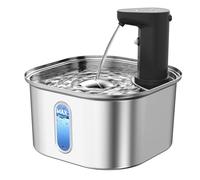 Stainless Steel Cat Water Fountain Wireless with Auto Shut-Off Pump + 4 Filters, 108oz 3.2L 5000mah Battery Operated Cat Water Fountain Cordless, Automatic Water Dispenser with Motion Sensor for Cats