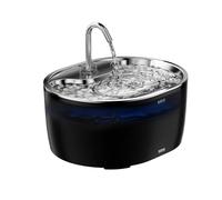 Stainless Steel Cat Water Fountain with LED Light, 3.2L, Ultra Quiet, USB Powered Activated Carbon, Multi-Level Filtration (Grey)