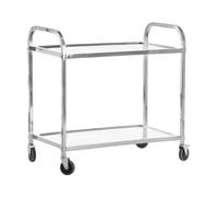 Stainless Steel Catering Trolley, Rolling Kitchen Utility Serving Cart on Swivel Locking Castors for Catering, Kitchens, Hotels, Restaurants (2 Tier)