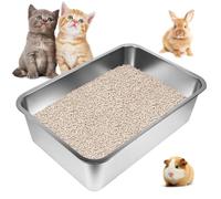 Stainless Steel Cats Litter Box, 19.7"x13.8"x5.9" Large Metal Litter Box for Big and Small Kitty,Easy to Clean, Non Stick Smooth Surface (Medium)