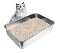Stainless Steel Cats Litter Box, 23.6"x15.75"x5.9" Extra Large High-Sided Design for No Mess & Easy Cleaning | Indoor Use for Large Cats & Multi-Cat Households | Durable & Odor-Resistant (Large)