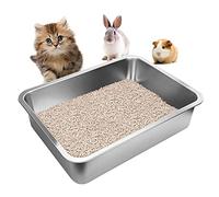 Stainless Steel Cats Litter Box, 4" Height Litter Box for Small Animals, Easy Entry, Easy to Clean, Non Stick Smooth Surface