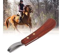 Stainless Steel Cattle Hoof Cutter, Eyelet Oval Horse Hoof Knife with Wooden Handle, Double-Edged Claw Knife with Horse for Cutting Horses, Donkeys, Cows, Hooves