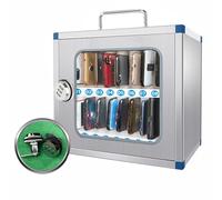 Stainless Steel Cell Phone with Combination Lock - Wall-Mountable or Portable Design for Classrooms, Factories, Restaurants, Labs (Silver, 16 Slots)