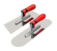 Stainless Steel Cement Trowel for Masonry Construction, 11 x 3.9 in Wall Angle Tool with Ergonomic Handle, Red Plastering Tools for Drywall, 2-Pack 2PCS 150x80mm